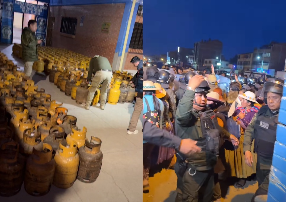 ANH y Policía decomisan garrafas de GLP en medio de resistencia vecinal