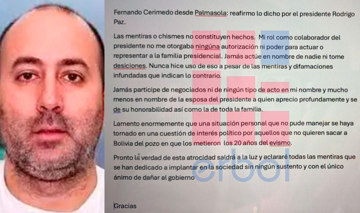 Cerimedo asegura que no tenía autorización para actuar a nombre de la familia presidencial ni hizo “negociados”
