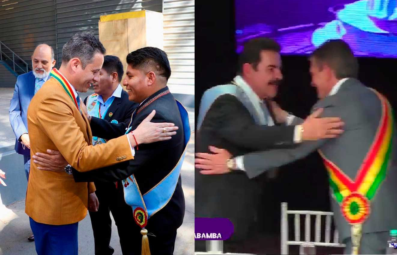 Lara estuvo con Loza y Rodrigo con Manfred, en sesiones de honor paralelas por Cochabamba