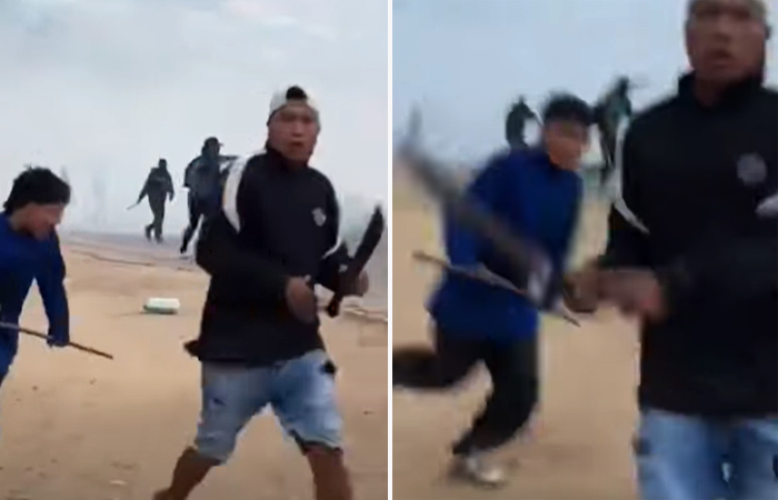 Un reportero evita un machetazo en medio del enfrentamiento en San Julián