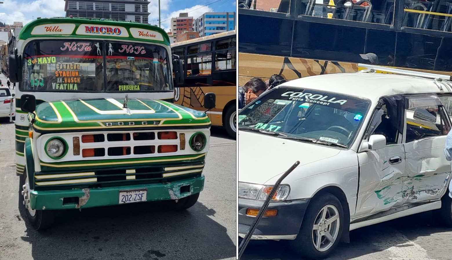Microbús protagoniza colisión múltiple por la avenida Camacho de La Paz